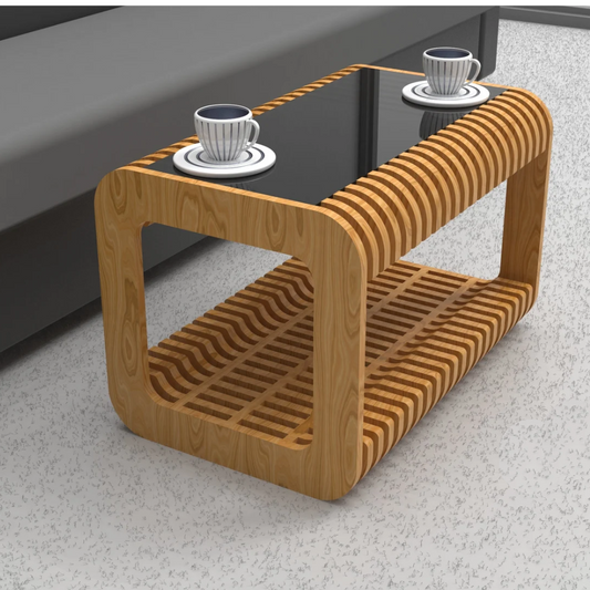 Mesa de Centro CurveGlass | Diseño Paramétrico en Madera y Vidrio