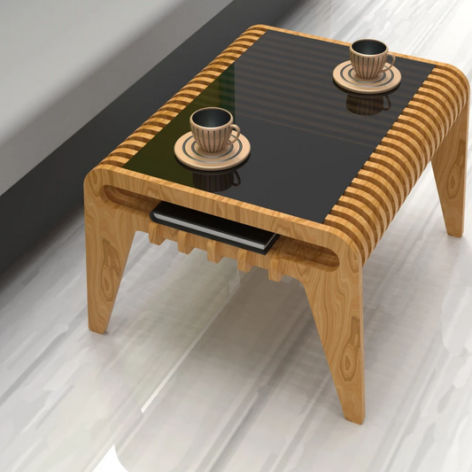 Mesa de Centro EdgeWood | Madera y Vidrio Negro